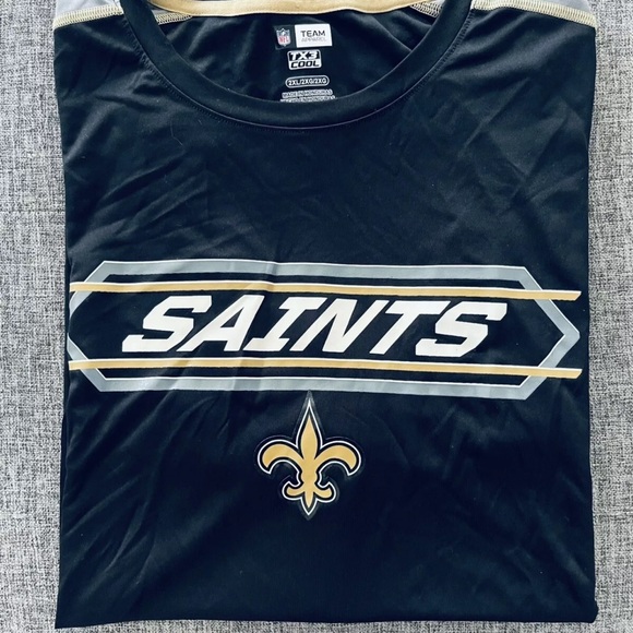 NFL Team Apparel New Orleans Saints Short Sleeve Shirt Sz 2X Blk/Old Gold - Picture 8 of 8
